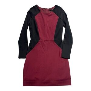 Banana Republic Burgundy & Black Colorblock Ponte Sheath Dress